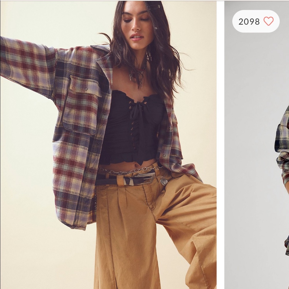 Izzie Cargo Shirt from Free People in olive combo